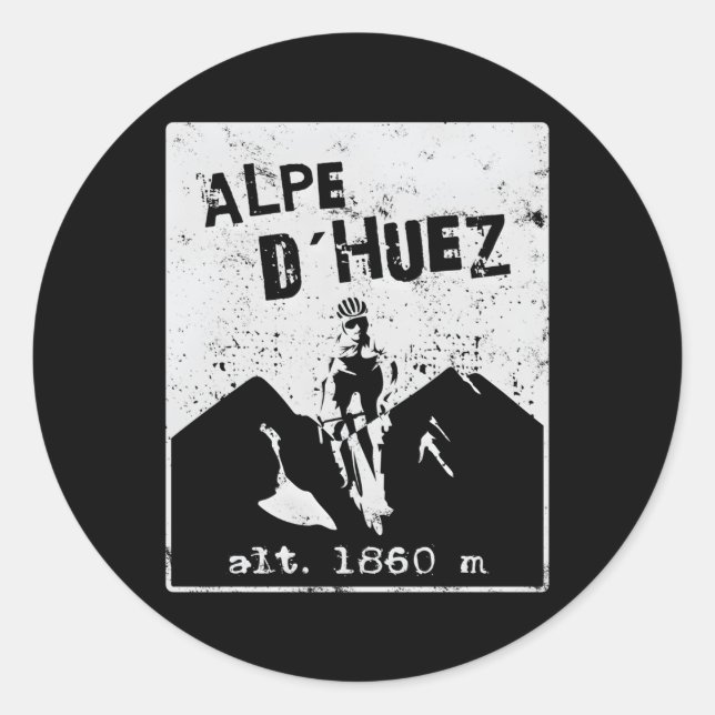 Alpe D'Huez Radfahrrad Runder Aufkleber (Vorderseite)