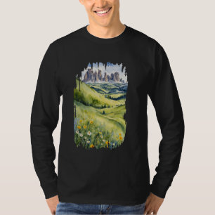 Alpe di Siusi Dolomiti Aquarellmalerei Vintage T-Shirt