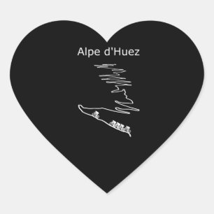 Alpe Huez in Frankreich Radfahrer Design Männer Herz-Aufkleber