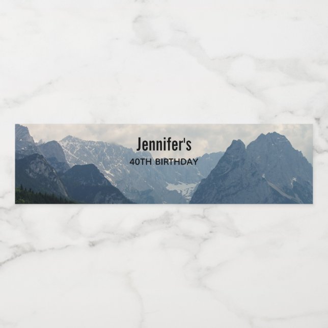 Alpen Berge Landschaftliches Foto Wasserflaschenetikett (Einzelnes Label)