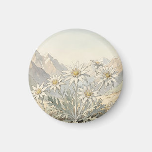 Alpen-Edelweiß-Blumen Berglandschaft Magnet