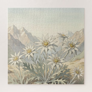Alpen-Edelweiß-Blumen Berglandschaft Puzzle