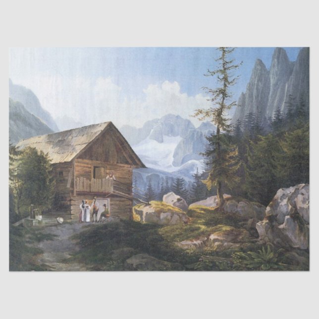 Alpen-Gebirgsbaum- des WaldesChateau-Seidenpapier Seidenpapier (Vorderseite)