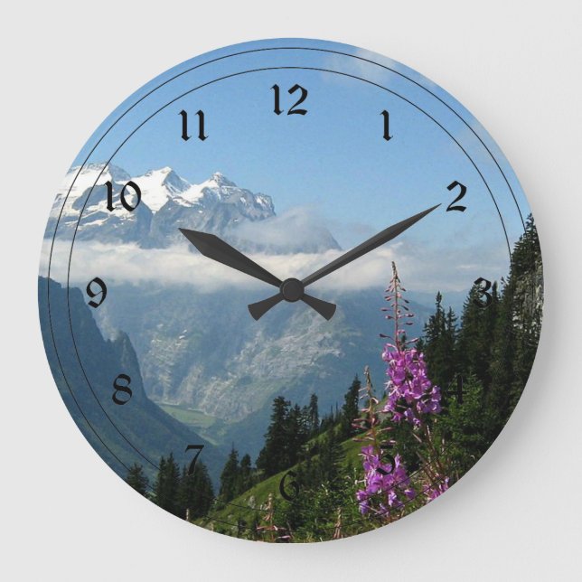 Alpen - Schweiz Große Wanduhr (Vorderseite)