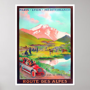 Alpen Tour Frankreich Jahrgang Reise Poster