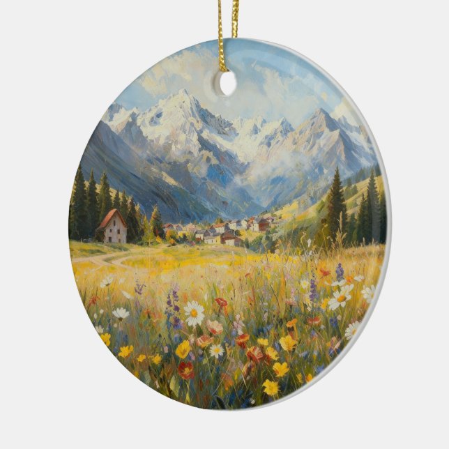 Alpen-Wildblumen-Ornament Keramik Ornament (Links)