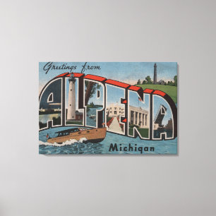 Alpena, Michigan - große Buchstabe-Szenen Leinwanddruck