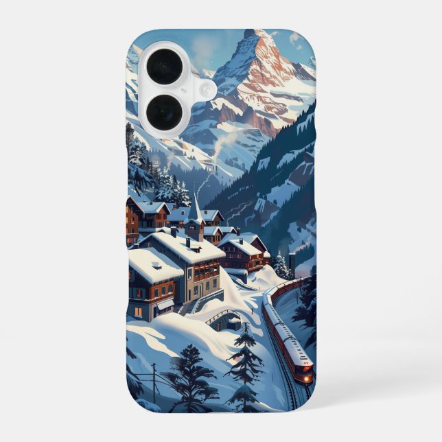 Alpendorf im Winter iPhone 16 Hülle (Rückseite)