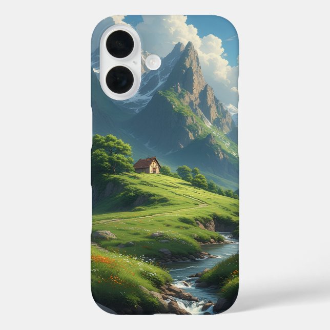 Alpenfluss-Hütte Case-Mate iPhone Hülle (Rückseite)