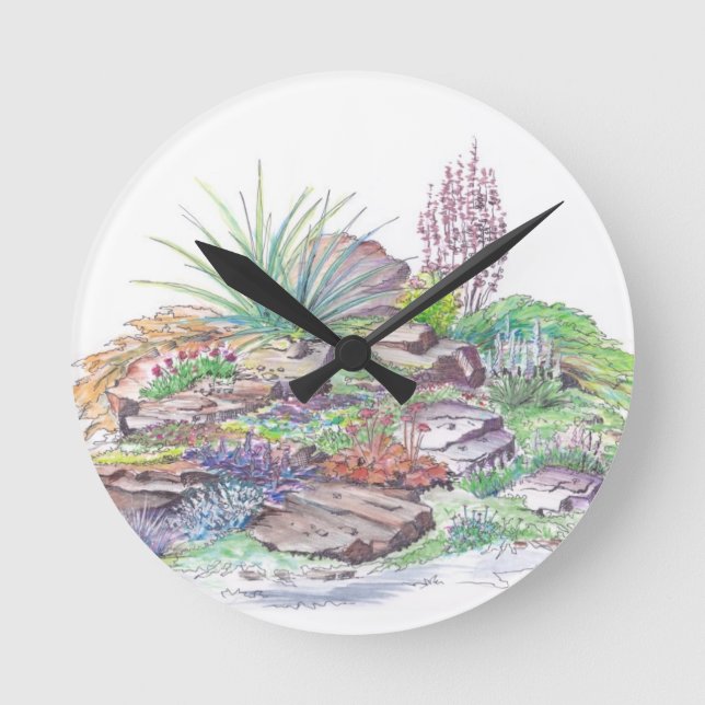Alpengarten Landscaping Runde Wanduhr (Vorderseite)