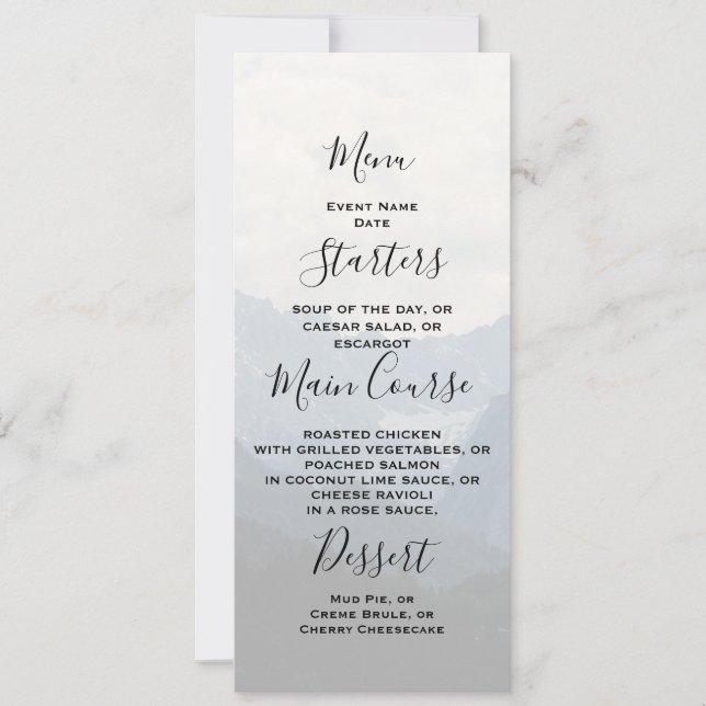 Alpengebirge Landschaftliches Foto Hochzeiten Menü Einladung (Vorderseite)