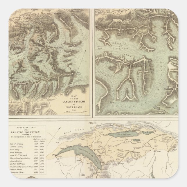 Alpengletscher Quadratischer Aufkleber (Vorderseite)