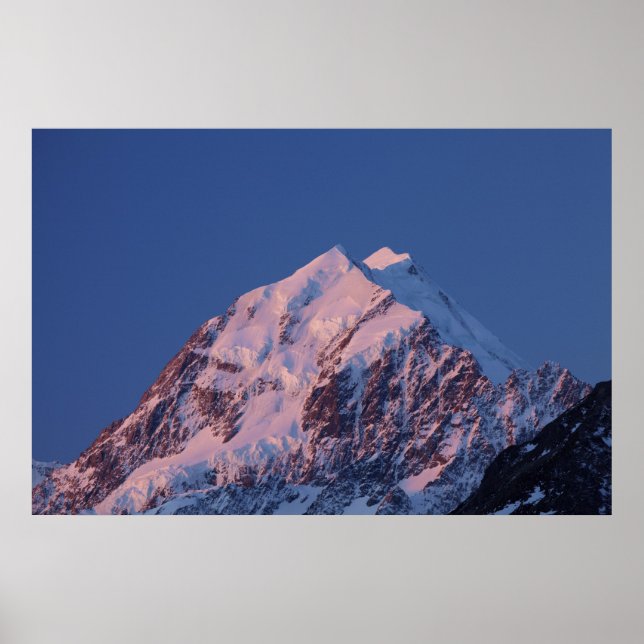 Alpenglow am Aoraki Monte Cook, Mackenzie 2 Poster (Vorne)