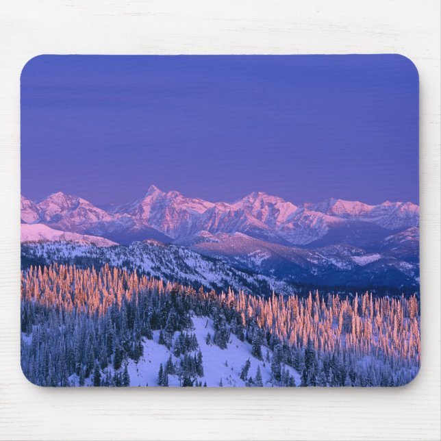 Alpenglow trifft die Gipfel des Gletschers Mousepad (Vorne)