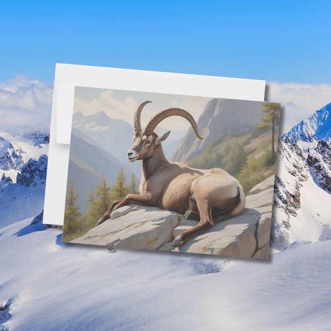 Alpenibex auf Felswand Postkarte (Von Creator hochgeladen)
