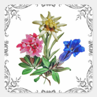 Alpenische Blume Quadratischer Aufkleber