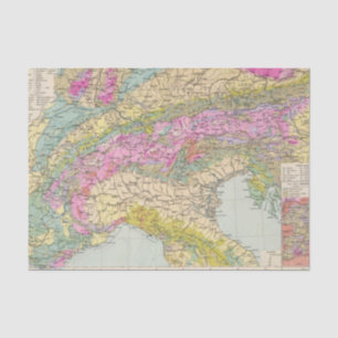 Alpenlander - Atlas-Karte der Alpen Seidenpapier