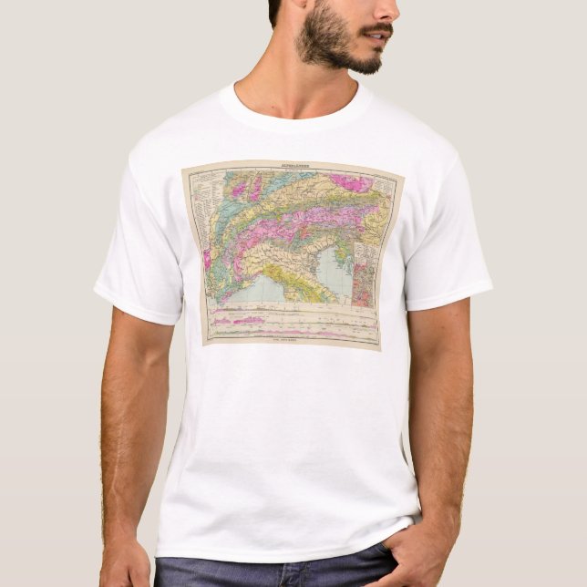 Alpenlander - Atlas-Karte der Alpen T-Shirt (Vorderseite)
