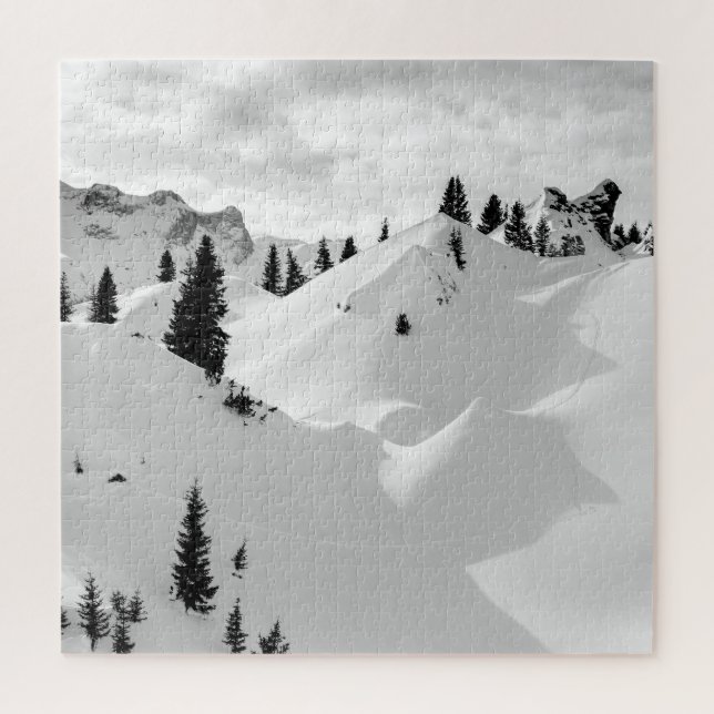 Alpenlandschaft: Schneesichere Berge Puzzle (Vertikal)
