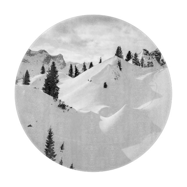 Alpenlandschaft: Schneesichere Berge Schneidebrett (Vorderseite)