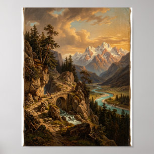 Alpenpass im Stil der Alten Welt II Poster