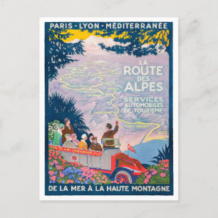 Alpenroute Frankreich Vintage-Reise Postkarte