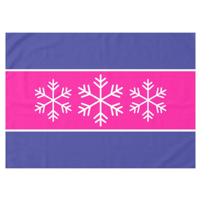 Alpenschneeflocken Hellrosa Blaue Streifen Tischdecke (Vorderseite (Horizontal))
