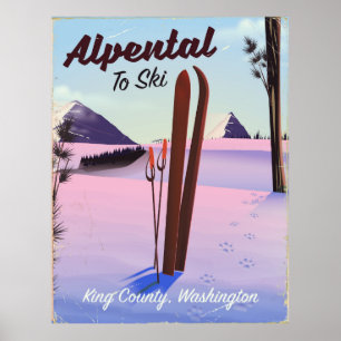 Alpental King County, Washington Skifahrer Poster
