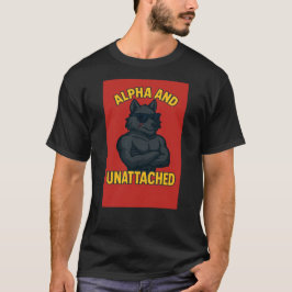 Alpha and Unattached | Funny Wolf Cartoon T-Shirt