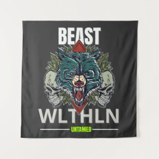 Alpha Beast _ Untamed Wolf Streetwear Fearless  Wandteppich