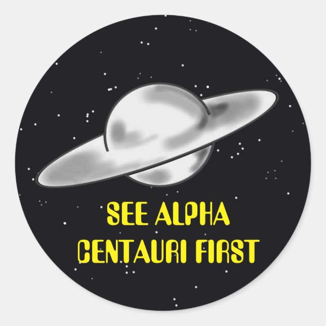 ALPHA CENTAURI FLYING SAUCER REISE RUNDER AUFKLEBER (Vorderseite)