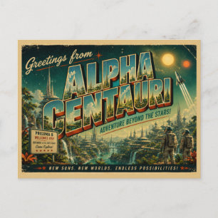 Alpha Centauri Retro-Sci-Fi-Postkarte Postkarte