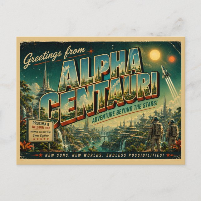 Alpha Centauri Retro-Sci-Fi-Postkarte  Postkarte (Vorderseite)