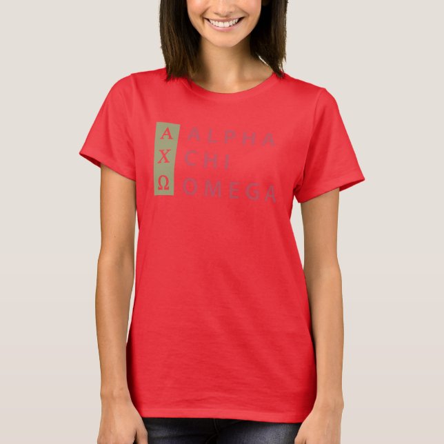 Alpha Chi Omega | Gestapelte Logos T-Shirt (Vorderseite)