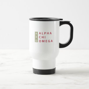 Alpha Chi Omega Gestapeltes Logo Reisebecher
