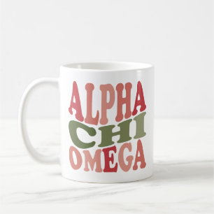 Alpha Chi Omega Groovy Retro gestapeltes Grafikdes Kaffeetasse