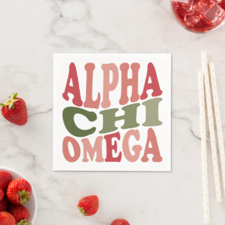 Alpha Chi Omega Groovy Retro gestapeltes Grafikdes Serviette