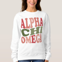 Alpha Chi Omega Groovy Retro gestapeltes Grafikdes