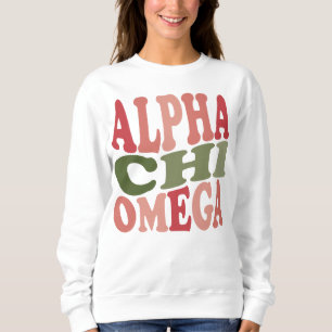 Alpha Chi Omega Groovy Retro gestapeltes Grafikdes Sweatshirt