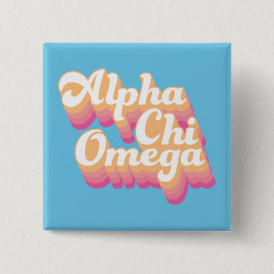 Alpha Chi Omega   Groovy Schrift Button