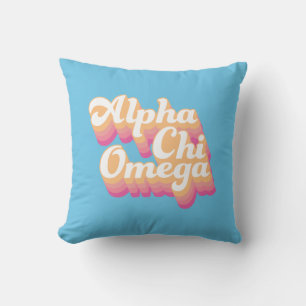 Alpha Chi Omega Groovy Schrift Kissen