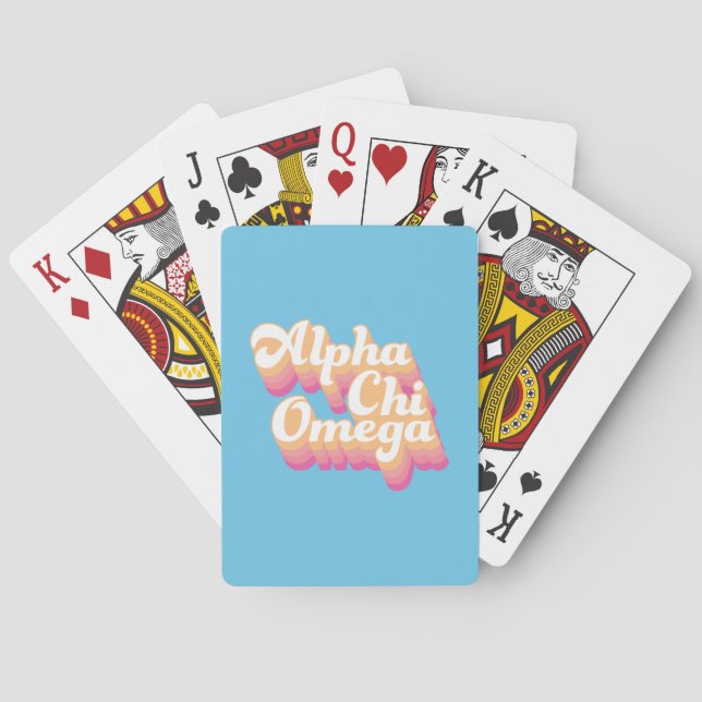 Alpha Chi Omega | Groovy Schrift Spielkarten (Rückseite)