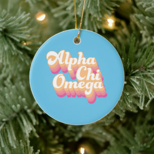 Alpha Chi Omega   Groovy Script Keramik Ornament