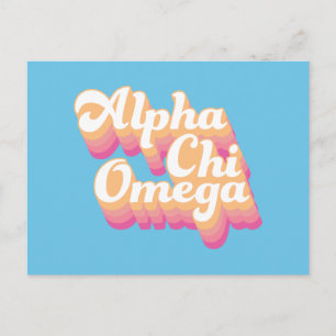 Alpha Chi Omega Groovy Script Postkarte