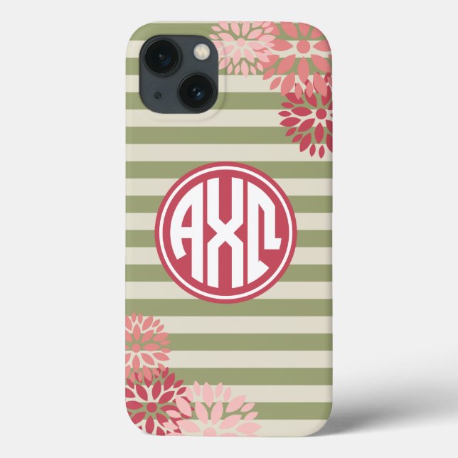 Alpha Chi Omega Monogram | Stripe Pattern Case-Mate iPhone Hülle (Rückseite)