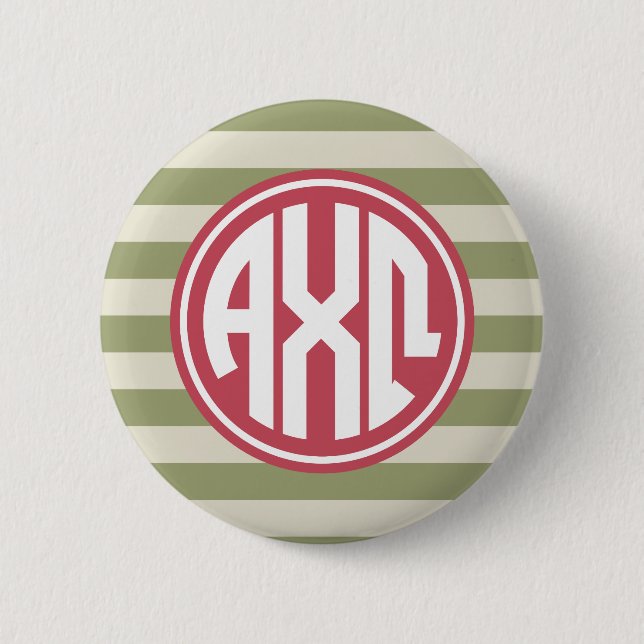 Alpha Chi Omega | Monogramm-Streifenmuster Button (Vorderseite)