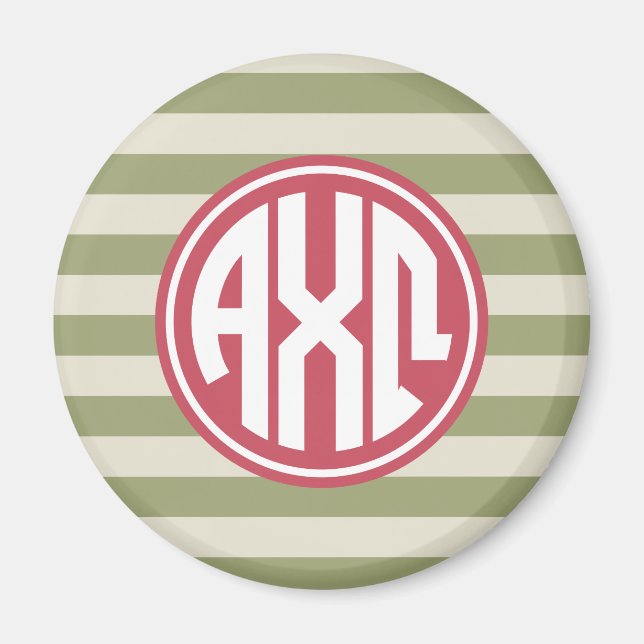Alpha Chi Omega | Monogramm Streifenmuster Magnet (Vorne)