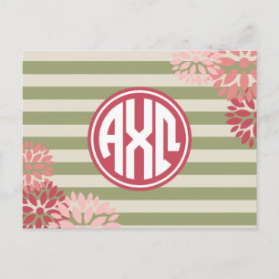 Alpha Chi Omega Monogramm Streifenmuster Postkarte