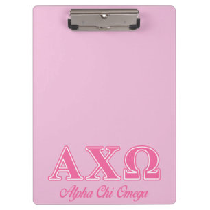 Alpha Chi Omega rosa Buchstaben Klemmbrett