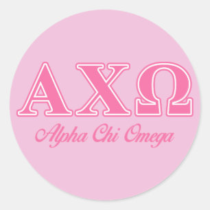 Alpha Chi Omega rosa Buchstaben Runder Aufkleber